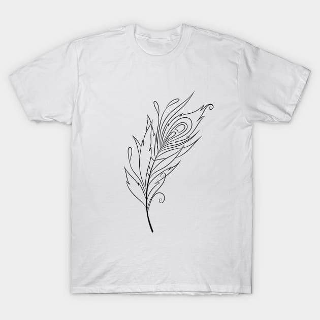 Black and white feather. T-Shirt by AliDia